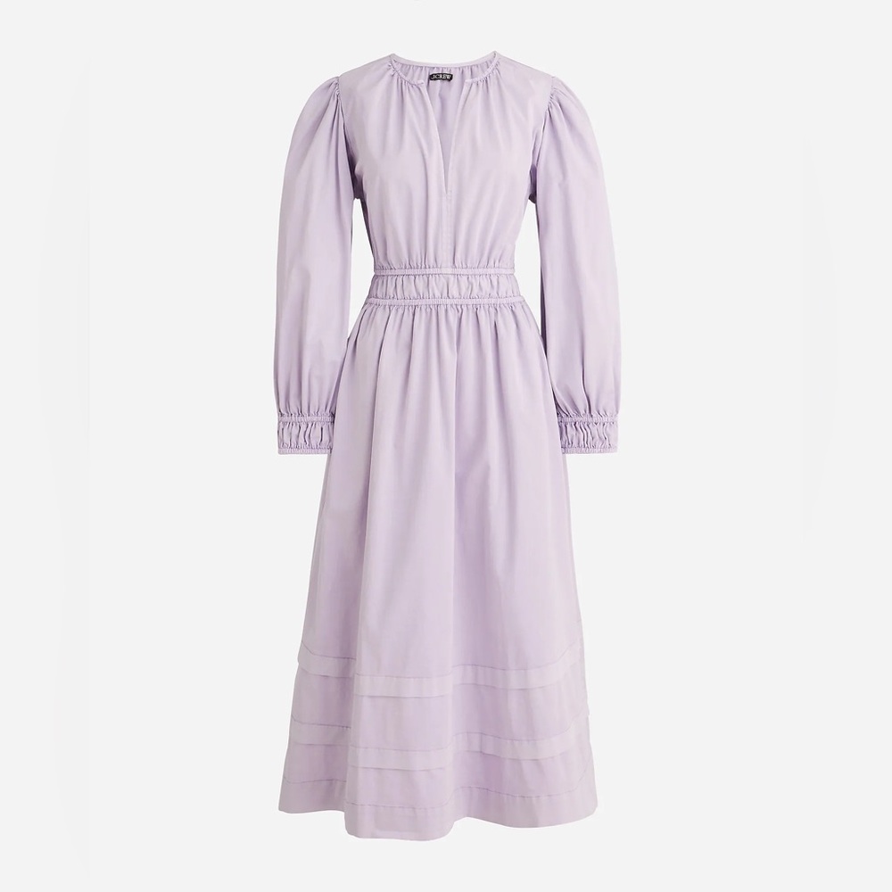 NWT J. Crew Lavender Cotton Peasant Long Sleeve Dress Large